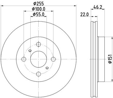 HELLA PRO TOYOTA гальмівний диск передн. YARIS 1.0 20-, 1.5 20- 8DD 355 134-981