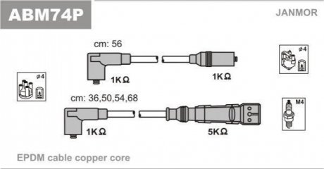 Провода зажигания (PVC) Skoda OCTAVIA 1.6 (1U2,1U5) AEE (пр-во Janmor) ABM74P