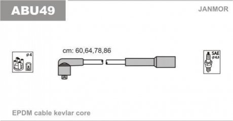 Провода зажигания (EPDM) VW CADDY 2.0 EcoFuelBSX (пр-во Janmor) ABU49