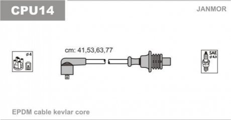 Провод зажигания (EPDM) FIAT DUCATO;PEUGEOT205,306,405,406,BOXER;CITROEN BERLINGO Janmor CPU14 (фото 1)