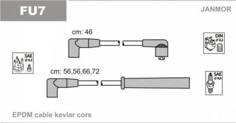 Провід запалювання (EPDM) FORD SCORPIO 1.8, 1.9, 2.0; SIERRA 1.6,1.8,2.0 Janmor FU7 (фото 1)