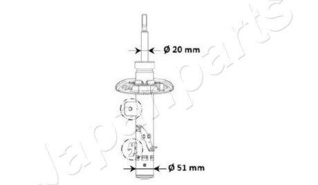 JAPANPARTS CITROEN Амортизатор лівий C3 AIRCROSS 1.2-1.6 17-, C4 CACTUS 1.2-1.6 14-, OPEL CROSSLAND X 1.2/1.6 17-, PEUGEOT 2008 1.2 15- MM-00974