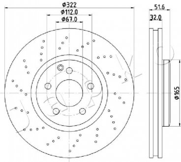 Диск гальмівний (передній) MB CLS (C218) 11- (322x32) PRO+ JAPKO 600528 (фото 1)