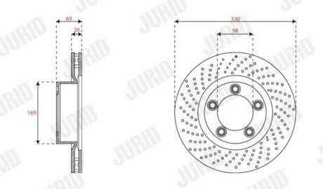 Гальмівний диск передній лівий Porsche Boxter, 911, Cayman 563535JC1