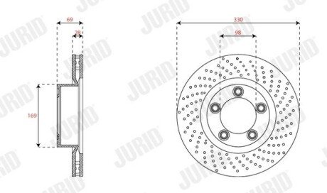 Гальмівний диск передній правий Porsche Boxter, 911, Cayman 563536JC1