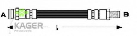 Гальмівний шланг задн Peugeot 104 1.1 79-84 KAGER 38-0540 (фото 1)