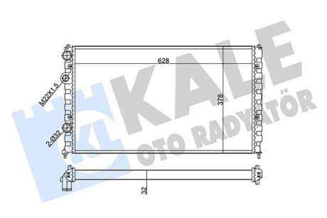 KALE VW Радиатор охлаждения Caddy II,Polo 1.6/1.9D 348260