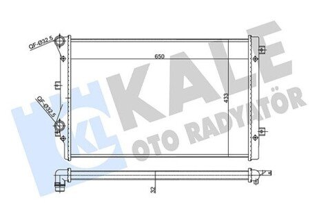 Радіатор охолодження Superb (08-)/Passat B6 (05-)/Golf V (03-)/Golf VI (08-) 1.4T/1.8T/2.0T МКПП/АКПП (356985) KALE OTO RADYATOR