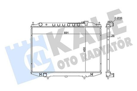 Радиатор охлаждения Nissan NP300 (08-), Pick Up (98-) 2.5D (362900) KALE OTO RADYATOR