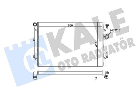 KALE VW Радіатор охолодження двиг. SHARAN 1.4, 2.0 10-, TIGUAN 1.4, 2.0 07-, SEAT 363095