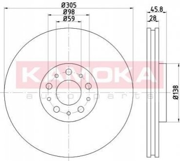 Гальмiвнi диски FIAT DOBLO 10-/OPEL COMBO 12- Kamoka 103294 (фото 1)