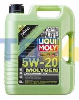 LM 5 л Molygen New Generation 5W-20 синтетическое моторное масло API SN/CF, ILSAC GF-5, Chrysler MS-6395 Ford WSS-M2C-945-A Ford WSS-M2C 930-A 8540