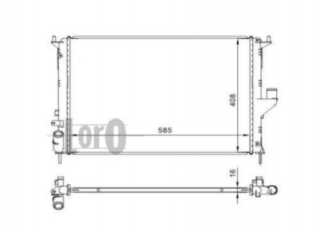 Радиатор воды Duster/Logan/Sandero 1.2/1.4/1.5dCi/1.6 05- (585x406x16) LORO 010-017-0001 (фото 1)
