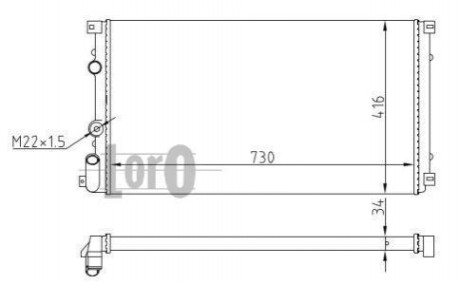 Радиатор воды Master/Movano II 1.9/2.2/ dCi 97> (730x415x23) термовыкл. 042-017-0025