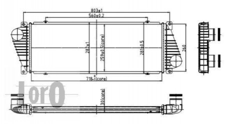 Радиатор интеркулера а Sprinter/LT 95-06 2.5 Tdi LORO 054-018-0001 (фото 1)