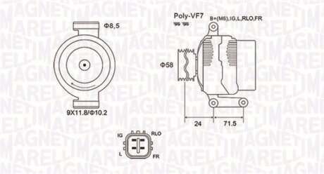 MAGNETI MARELLI TOYOTA Генератор AVENSIS 2.0, 2.2 08-, RAV 4 III 2.2 05-, LEXUS 063732029010