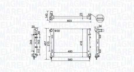 MAGNETI MARELLI FIAT Радіатор сист. охолодженння 500 0.9-1.4 07-, PANDA, FORD 350213151100