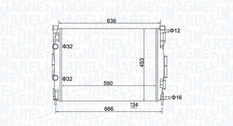 Радіатор охолодження Renault Megane II 1.5-1.9 dCi 02- MAGNETI MARELLI 350213153500 (фото 1)