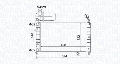 MAGNETI MARELLI FIAT радіатор охолодження Tempra,Tipo 1.4/1.6 88- 350213154400