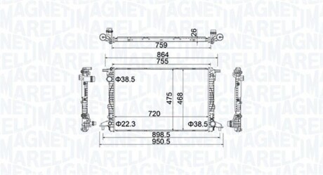 MAGNETI MARELLI AUDI Радіатор охолодження двиг. A4 Allroad B9 3.0 16-, A5, A6, A7, A8, Q7 350213154900