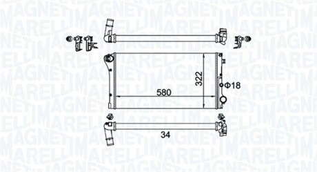 MAGNETI MARELLI радіатор FIAT PANDA 1.3D 03- 350213161500