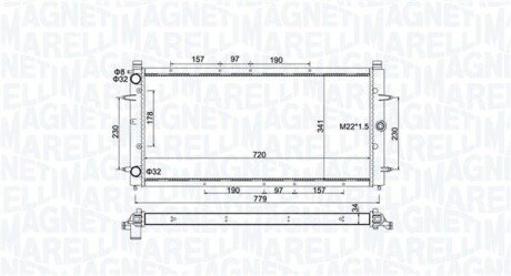 Радіатор охолодження VW T4 2.5TDI 90-03 MAGNETI MARELLI 350213174600 (фото 1)