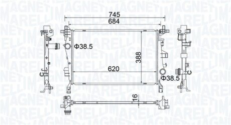 MAGNETI MARELLI JEEP Радіатор системи охолодження двигуна RENEGADE 1.4, 1.6 14-, FIAT 350214400000