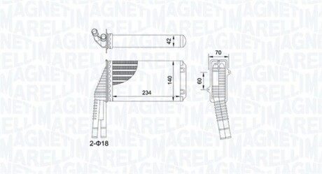 MAGNETI MARELLI CITROEN радіатор опалення C1 1,0 05-, Peugeot 107 1,0 05-, Toyota Aygo 350218467000