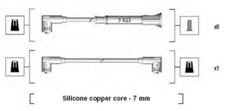 MAGNETI MARELLI К-т высоковольтных проводов (7шт.) BMW 320/323/520 87- MSK546