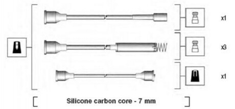 MAGNETI MARELLI Комплект высоковольтных проводов OPEL OMEGA 1,8/2,0  IE  87-94  [941125250677] MSK677