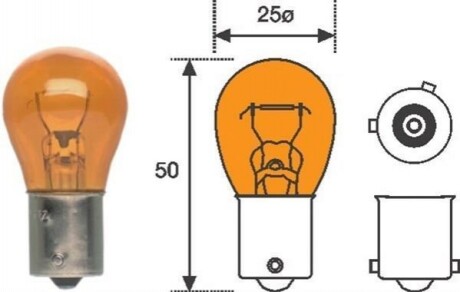 Автолампа PY21W 12V 21W цоколь BAU MAGNETI MARELLI PY21W12 (фото 1)