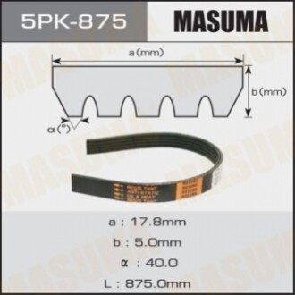 Ремінь поліклінової  (5PK-875) MASUMA