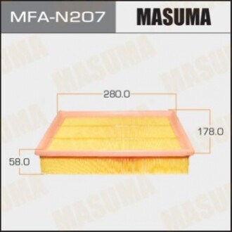 Повітряний фільтр A2512 MASUMA NISSAN/ PATHFINDER, NAVARA 05- (1/20) MFAN207