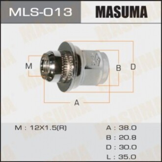 Гайка MASUMA  12x1.5  короткие с шайбой D 30mm / под ключ=21мм Toyota, Daihatsu, Lexus, Mitsubishi MLS013