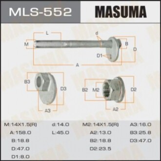 Болт ексцентрик MASUMA к-т.    Toyota MLS552