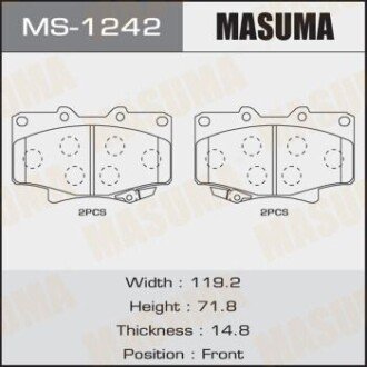 Колодки тормозные передн AN-336WK, NP1043, P83025 (MS1242) MASUMA