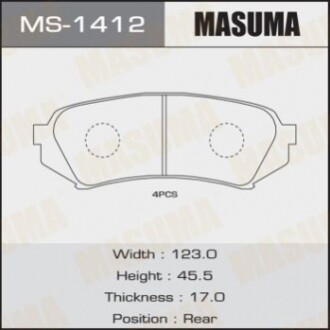 Колодки тормозные задн TOYOTA LAND_CRUISER 200 (MS1412) MASUMA