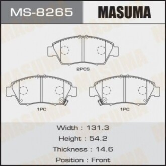 Колодки тормозные передн HONDA CIVIC IX (FB, FG) 1.8 (FB2) (12-17), HONDA CR-Z (10-15), SUZUKI SX4 (MS8265) MASUMA