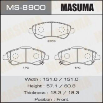 Колодки дискові MASUMA  CR-V/V2000,V2200 front (1/12) MS8900