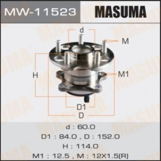 Ступиця колеса заднього у зборі з підшипником Toyota Venza (09-16) (с ABS) (MW11523) MASUMA