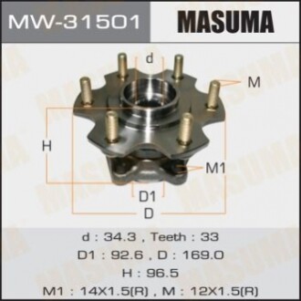 Маточина колеса заднього у зборі з підшипником Mitsubishi Pajero (06-) (MW-31501) MASUMA MW31501