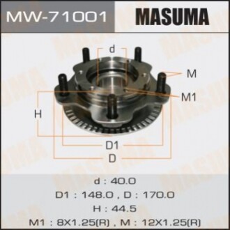 Маточина колеса переднього у зборі з підшипником Suzuki Grand Vitara (-05) (MW-71001) MASUMA MW71001