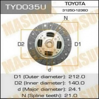 Диск сцепления 212*140*21*24.1 TOYOTA AURIS TYD035