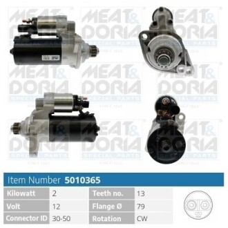 MEATDORIA  AUDI Стартер A1 (8X1, 8XK) 1.6 TDI 14-18, SEAT, SKODA, VW 5010365