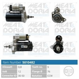 MEATDORIA VW стартер Golf II,III, Jetta II, Passat -96 5010482