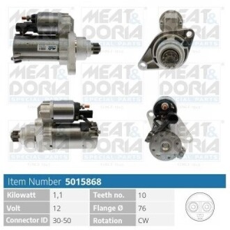 MEATDORIA AUDI Стартер A3 (8P1) 1.8 TFSI 06-12, SEAT, SKODA, VW 5015868