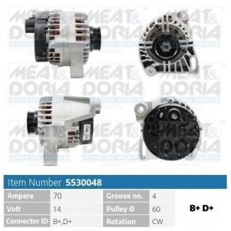 MEATDORIA Генератор 14V 65A Doblo,Punto,Palio,Citroen Jumpy 5530048