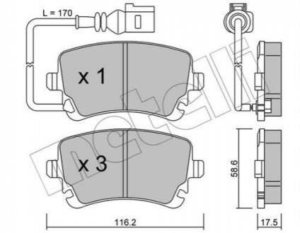 Дискові гальмівні колодки (задні) Metelli 22-0554-0 (фото 1)