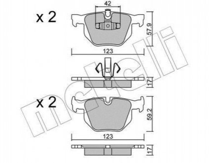 Дисковые тормозные колодки (задние) Metelli 22-0643-0 (фото 1)