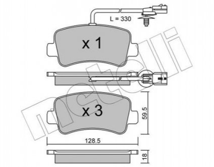 Дисковые тормозные колодки (задние) Metelli 22-0899-0 (фото 1)